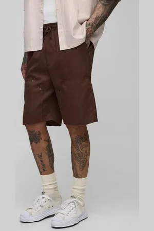 Boohoo Tall Relaxed Fit Elasticated Waist Carpenter Shorts - - M
