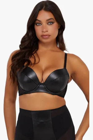 Playful Promises Womens Iris Leatherette Padded Plunge Bra - 42E