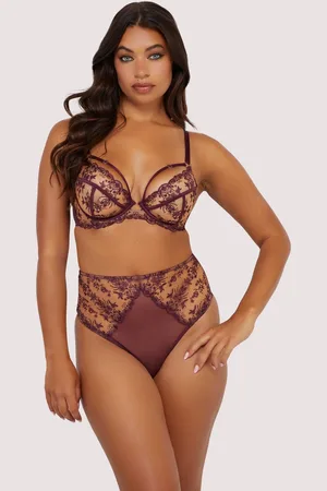 Playful Promises Womens Cassia Wine Custom Embroidery High Waisted Thong - - 26
