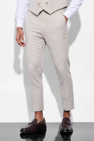 Boohoo Tapered Check Suit Trousers - - 32R