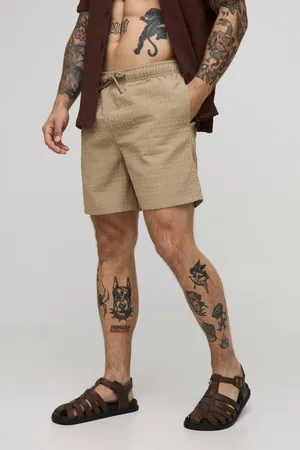 Boohoo Mid Length Seersucker Check Swim Short - - M