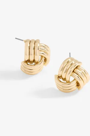 Moodstreet Womens Gold Ridged Triple Knot Stud Earrings - - One Size