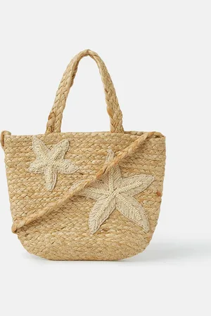 Accessorize Womens Embroidered Starfish Jute Tote Bag - - One Size