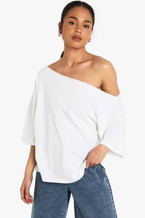 Boohoo Womens Off The Shoulder Oversized T-Shirt - - 14