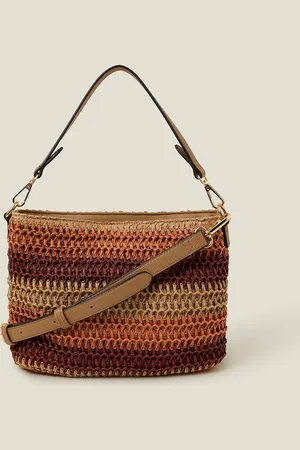 Accessorize Womens Stripe Raffia Cross-Body Bag - - One Size