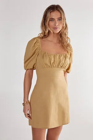 NASTY GAL Womens Cotton Puff Sleeve Tie Back Mini Dress - - 12
