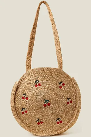 Accessorize Womens Cherry Round Jute Shoulder Bag - - One Size