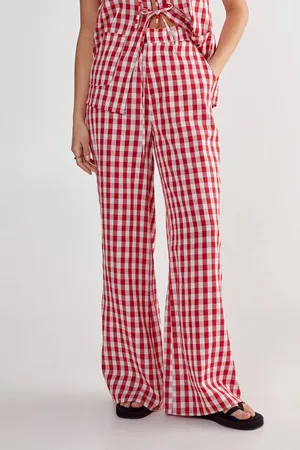 NASTY GAL Womens Gingham Wide Leg trousers - - 8