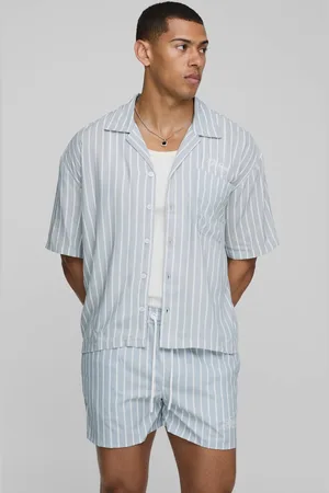 Boohoo Oversized Boxy Fit Pinstripe Shirt and Swim Set - - S