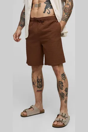Boohoo Long Length Seersucker Check Swim Short - - XL