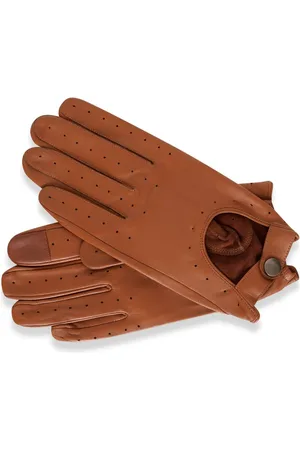 Barneys Originals Tan Leather Driving Gloves - - M/L