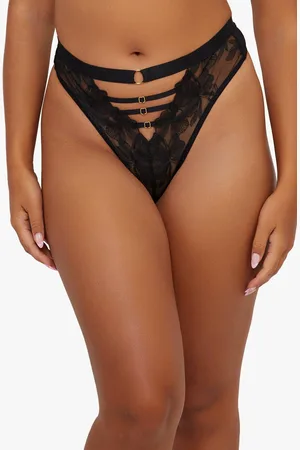 Playful Promises Womens Eleanor Strappy Embroidery High Waist Thong - 18