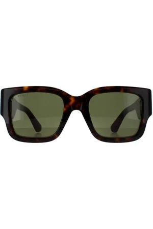 Gucci Womens Square Havana with Green and Red Green GG1663S - - One Size