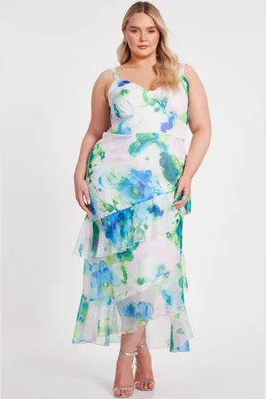 Quiz Womens Curve Floral Chiffon Midaxi Dress - 22