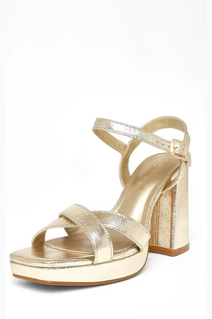 Quiz Womens Gold Wide Fit Platform Heels - - 4