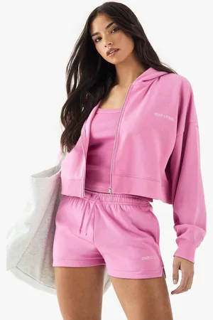 Boohoo Womens DSGN Studio Embroidered Zip Through Boxy Crop Hoodie - - M