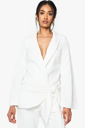 Boohoo Womens Occasion Tailored Wrap Tie Blazer - - 14