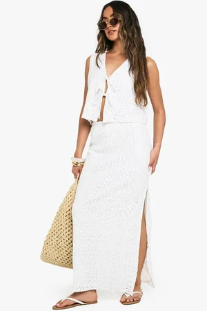 Boohoo Womens Crochet Side Split Maxi Skirt - - 14