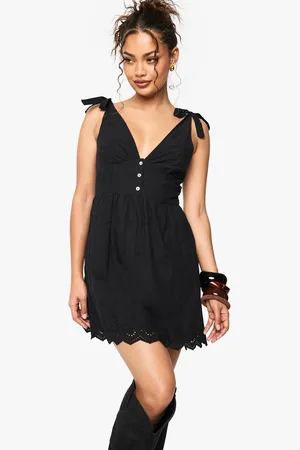 Boohoo Womens Broderie Strappy Tie Detail Mini Dress - - XL
