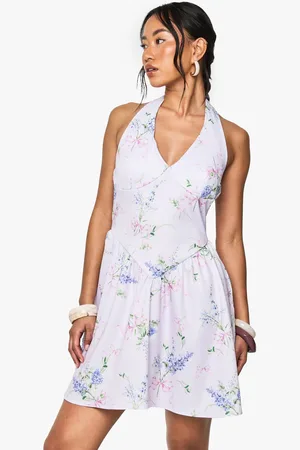 Boohoo Womens Floral Bengaline Plunge Mini Dress - - 8
