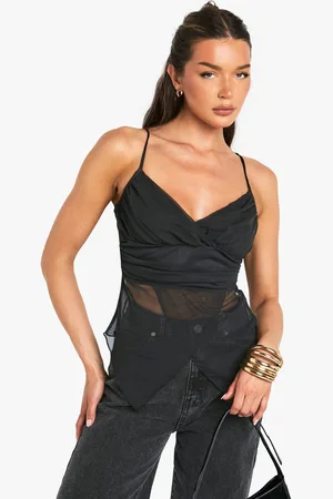 Boohoo Womens Mesh Wrap Front Cami Top - - 14