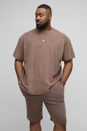 Boohoo Plus Oversized Acid Wash T-Shirt & Short Set - - 2XL