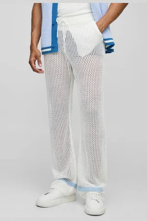 Boohoo Relaxed Fit Open Stitch Stripe Detail Knitted Joggers - - L
