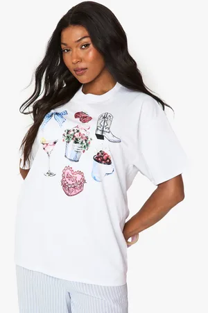 Boohoo Womens PLUS GIRLY GRAPHIC OVERSIZED T-SHIRT - - 20
