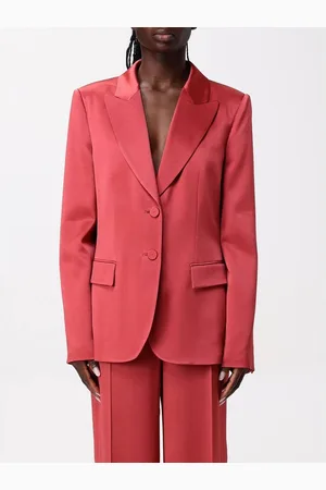 Alberta Ferretti Satin Blazer Notch Collar Long Sleeves Women - Blue Suits - - 14