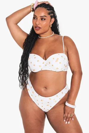 Boohoo Womens Plus TANGERINE PRINT PADDED BALCONY BIKINI TOP - - 24