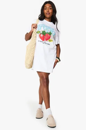 Boohoo Womens PLUS SAINT TROPEZ OVERSIZED T-SHIRT DRESS - - 18