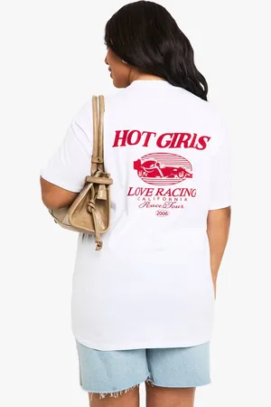 Boohoo Womens PLUS HOT GIRLS LOVE RACING OVERSIZED T-SHIRT - - 20