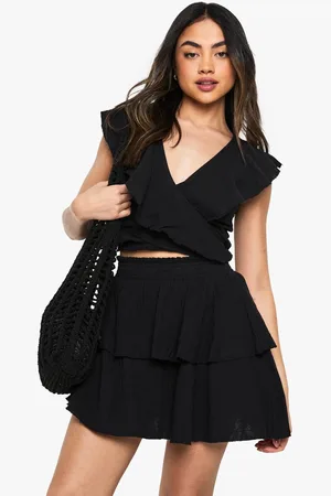 Boohoo Womens Cheesecloth Double Layer Ruffle Rara Mini Skirt - - 6