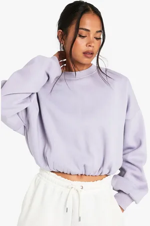 Boohoo Womens Bubble Hem Cropped Sweatshirt - - L