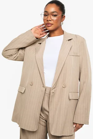 Boohoo Womens PLUS PINSTRIPE OVERSIZED BLAZER - - 20