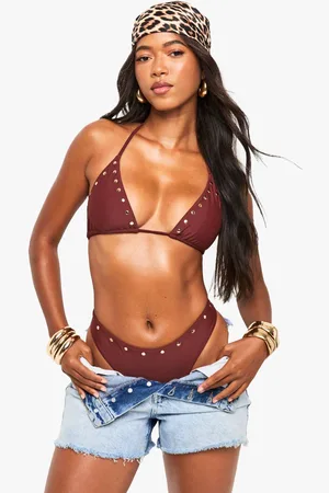 Boohoo Womens Studded Triangle Bikini Top - - 6