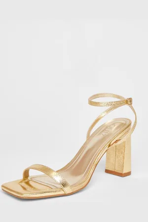 Quiz Womens Gold Barely There Block Heels - - 5