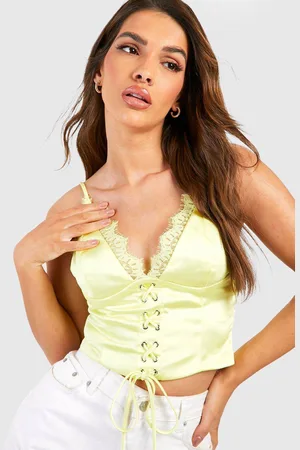 Boohoo Womens Satin Strappy Lace Up Corset Top - - 14