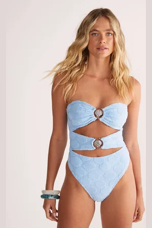 NASTY GAL Womens Shell Textured Bandeau Cut Out Swimsuit - - 16