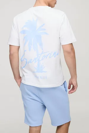 Boohoo Regular Fit Palm Print T-Shirt & Short Set - - M