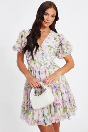 Quiz Womens Floral Chiffon Frill Mini Dress - 12