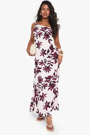 Boohoo Womens Palm Print One Shoulder Maxi Dress - - 16