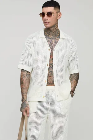 Boohoo Tall Oversized Revere Knitted Shirt & Relaxed Trouser Set - - M
