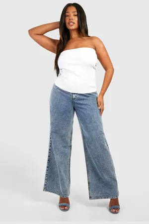Boohoo Womens Plus Acid Wash Straight Leg Jean - - 24