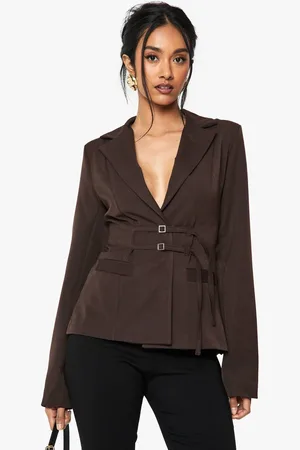 Boohoo Womens Buckle Detail Tailored Blazer - - 14