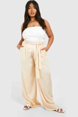 Boohoo Womens Plus Woven Belted Straight Leg Trouser - - 18