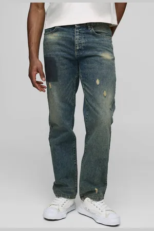 Boohoo Straight Fit Distressed Ripped Vintage Jeans - 32R