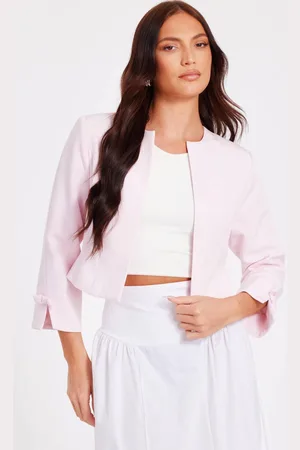 Quiz Womens Pale Bow Sleeve Cropped Blazer - 12