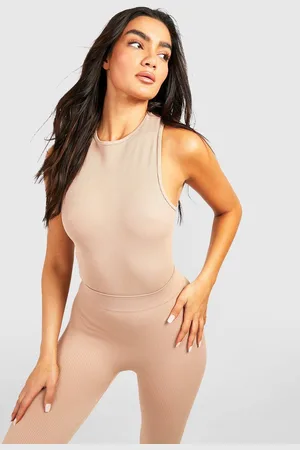 Boohoo Womens Contour Ribbed Racer Neck Bodysuit - - XS