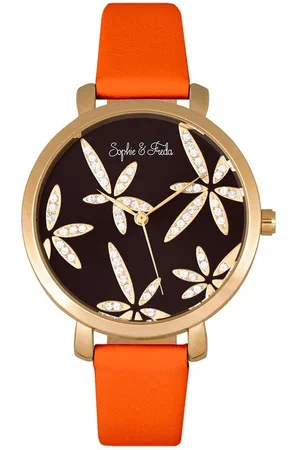 Sophie And Freda Womens Key West Leather-Band Watch with Swarovski Crystals - - One Size